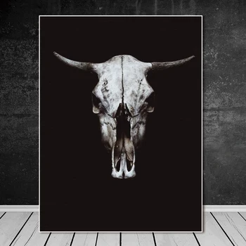 Nordic alb negru Perete Panza de Artă | Cap de Vacă de Imprimare Fata de Animale, Animale de Imagine, Arta de Perete Poster, Decor Cameră de zi, Dormitor, Acasă